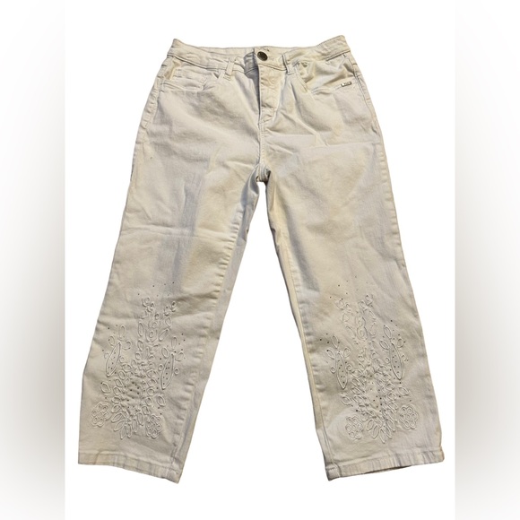 FDJ French Dressing Jeans White Cropped Pants Size 6 Olivia Embellished … - Picture 1 of 9